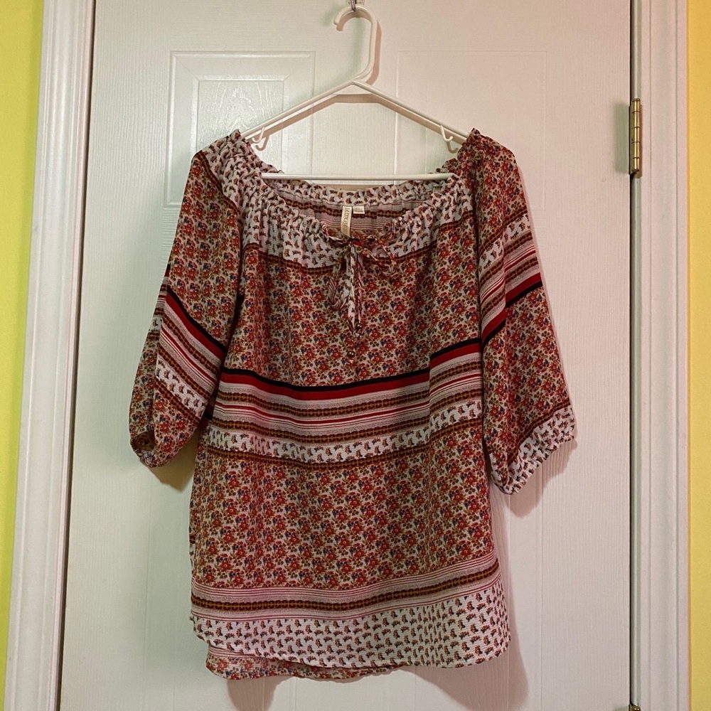 Floral mid sleeve blouse